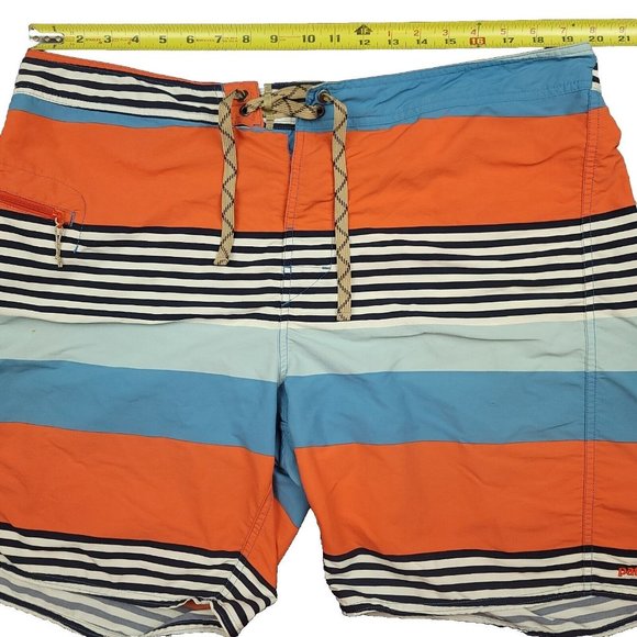 Patagonia Mens‎ 40 Wavefarer Striped Board Shorts Orange Blue Swim Style 86620 - Picture 8 of 12